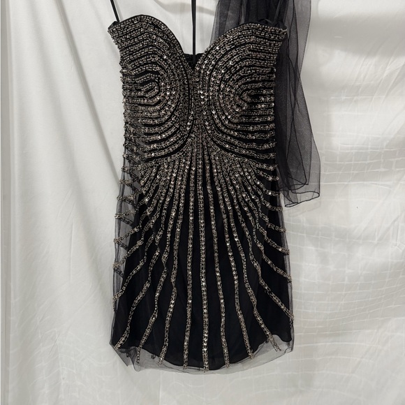 Pronovias Black Strapless Dress with Silver - Atos style 48- Beading size 4 - Picture 2 of 15